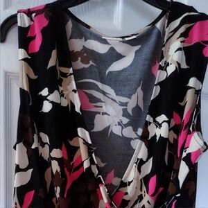 Sleeveless Crossover Tank Top Pink & Black Floral